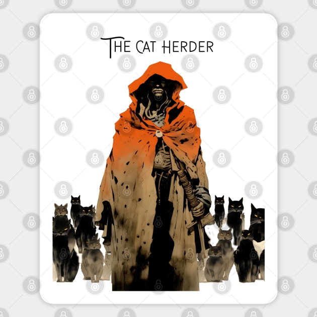 Cat Herder: The Cat Herder on a light (Knocked Out) background Magnet by Puff Sumo